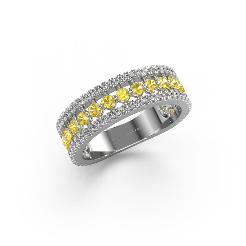 Ring Elizbeth 1 585 white gold yellow sapphire 2 mm