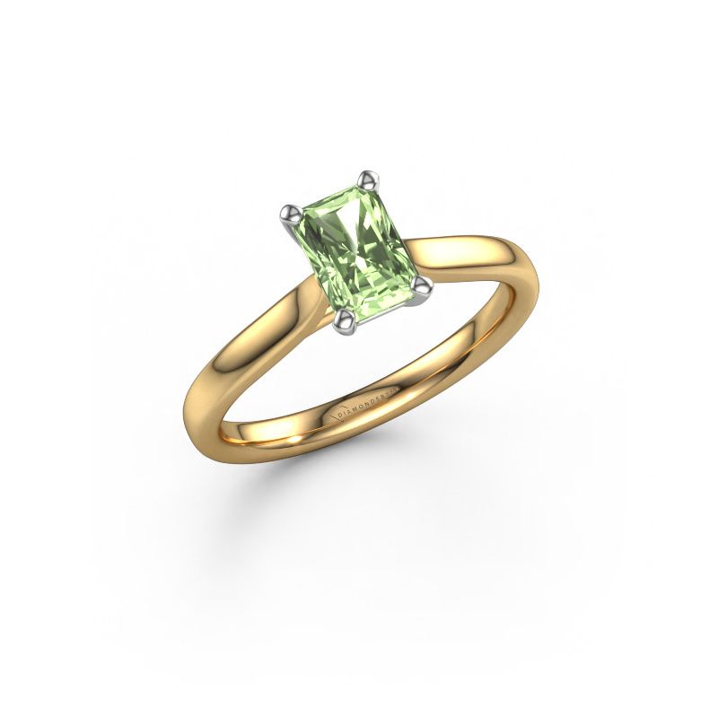 Engagement ring Mignon RAD 1 585 gold green lab grown diamond 6.5x4.5 mm