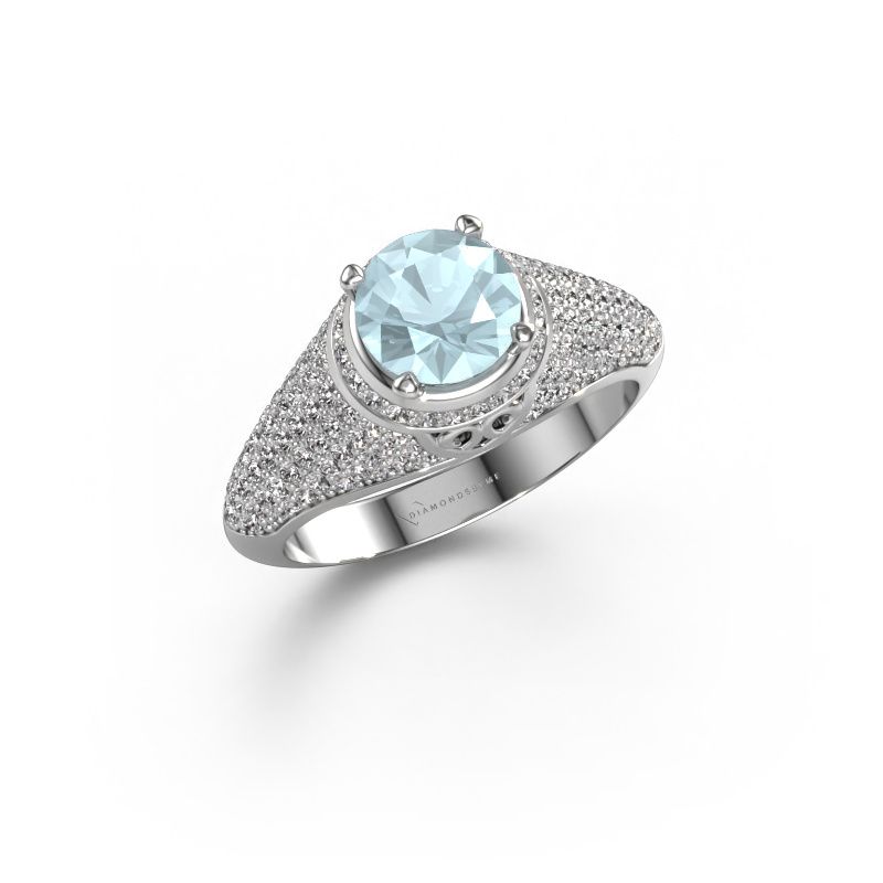 Ring Sharee 585 witgoud aquamarijn 6.5 mm