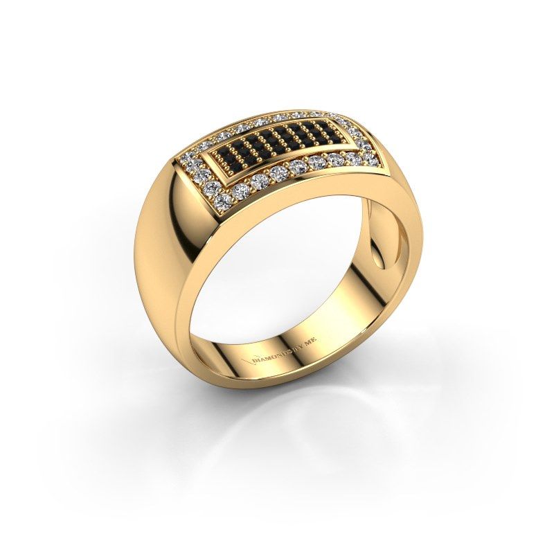 Image de Bague pour homme Lorenzo<br/>585 or jaune<br/>Diamant noir 0.552 crt