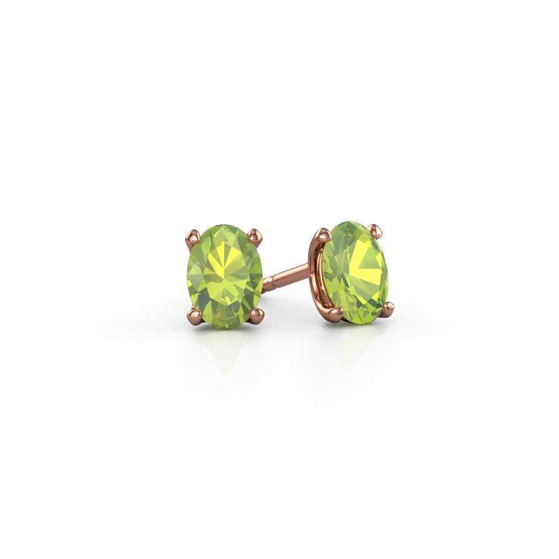 Clous d'oreilles Sam OVL 585 or rose péridot 7x5 mm