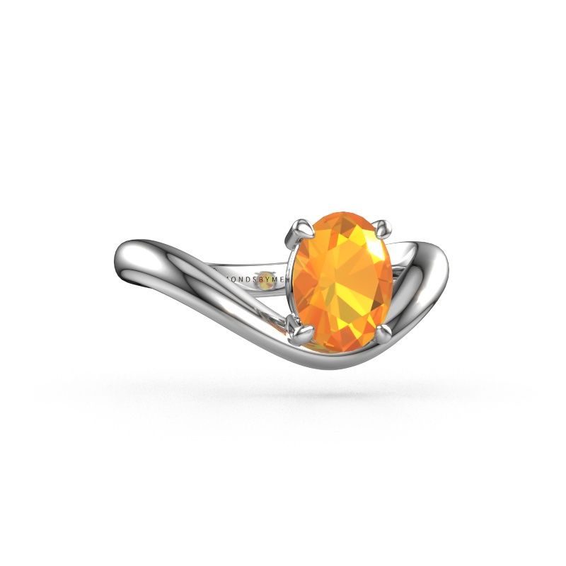 Bague de fiançailles Femke OVL 950 platine citrine 8x6 mm