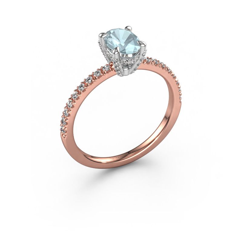 Engagement ring Saskia 1 OVL 585 rose gold aquamarine 7x5 mm