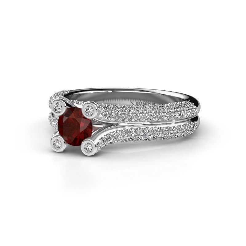 Afbeelding van Verlovingsring Stefanie 2<br/>950 platina<br/>Granaat 5 mm