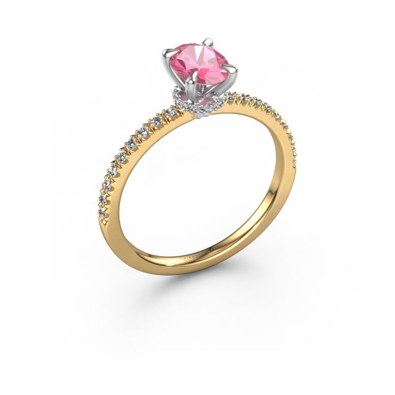 Engagement ring Crystal OVL 4 585 gold pink sapphire 7x5 mm