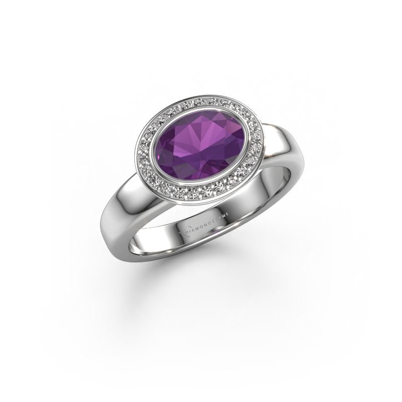 Ring Salena 585 white gold amethyst 8x6 mm