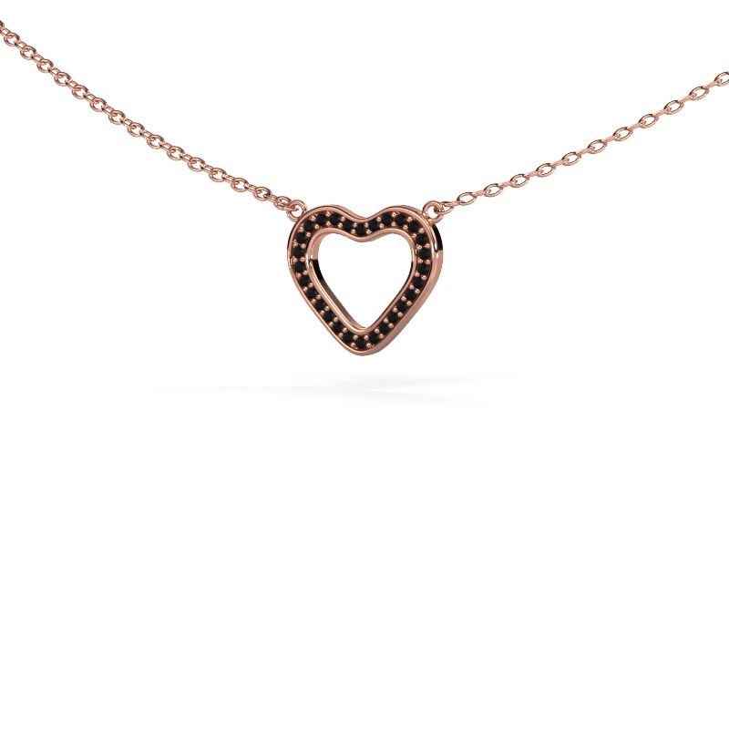 Anhänger Heart 3 585 Roségold Schwarz Diamant 0.084 crt
