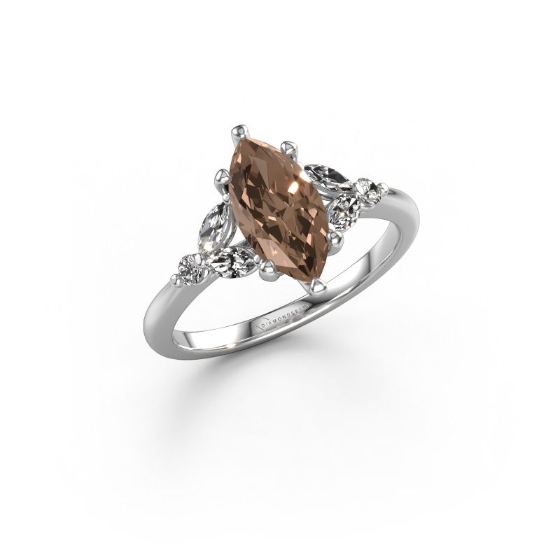 Bague de fiançailles Megan MRQ 950 platine diamant brun 1.25 crt