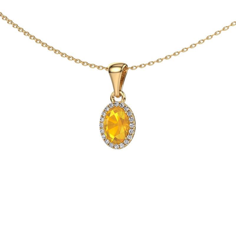 Pendant Seline ovl 585 gold citrin 7x5 mm