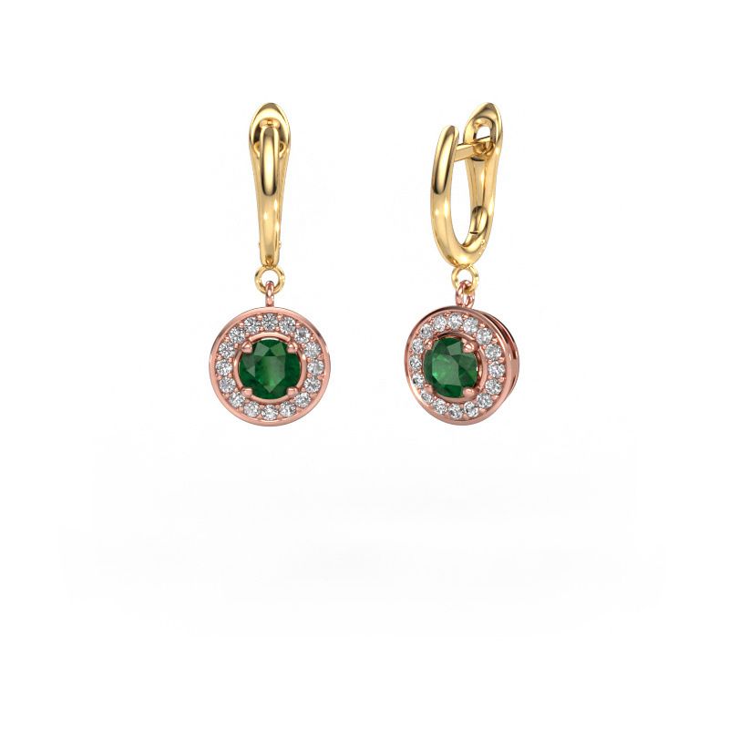 Pendants d'oreilles Ninette 1 585 or rose emeraude 5 mm
