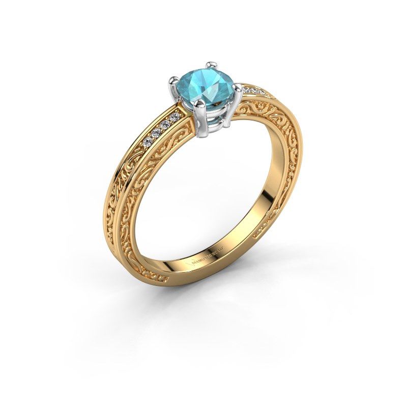 Afbeelding van Verlovingsring Claudette 2 585 goud blauw topaas 5 mm