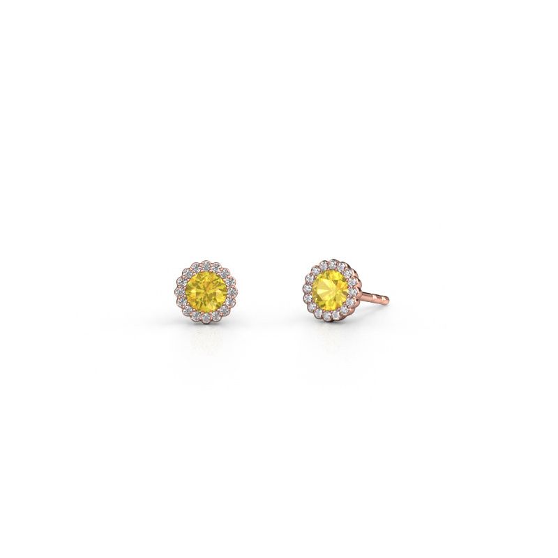 Earrings Queen 585 rose gold yellow sapphire 4.2 mm