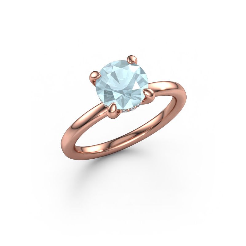 Engagement ring Simone RND 2 585 rose gold aquamarine 7.3 mm