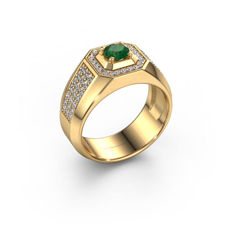Men's ring Pavan 585 gold emerald 5 mm