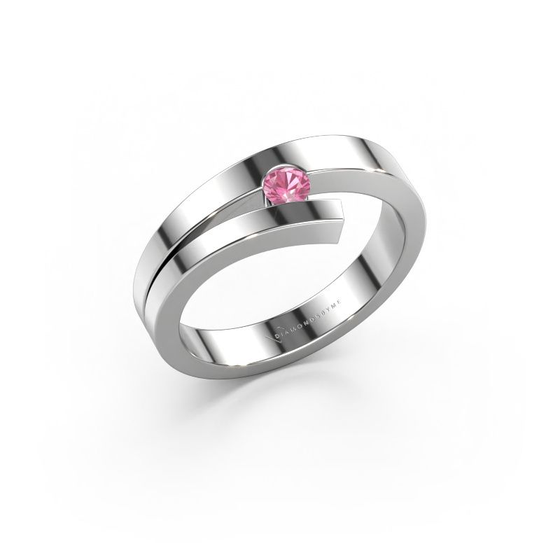 Ring Rosario 585 white gold pink sapphire 3 mm