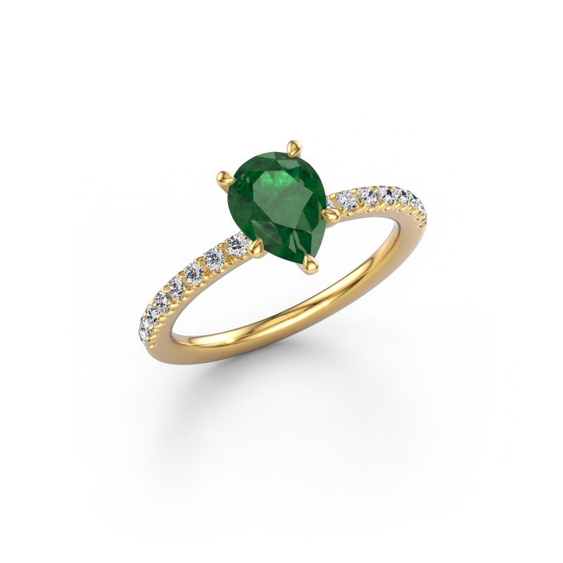 Engagement ring Crystal PER 2 585 gold emerald 8x6 mm