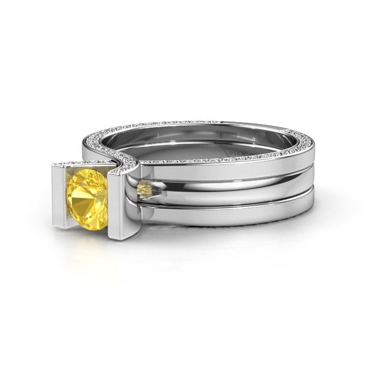 Image de Bague de fiançailles kenisha<br/>950 platine<br/>Saphir jaune 5 mm