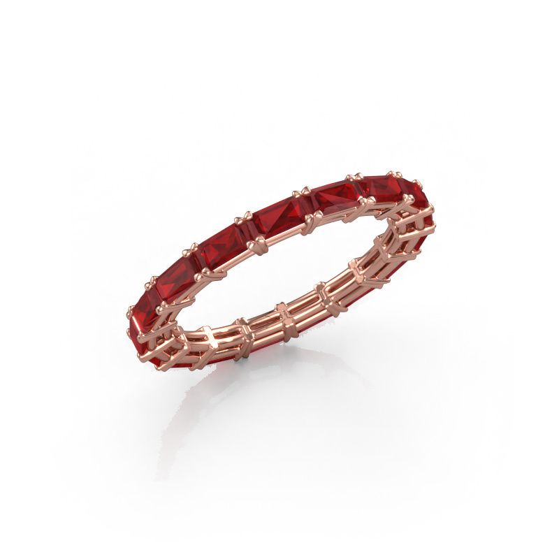 Aanschuifring Vivienne EME 4x2 585 rosé goud robijn 4x2 mm
