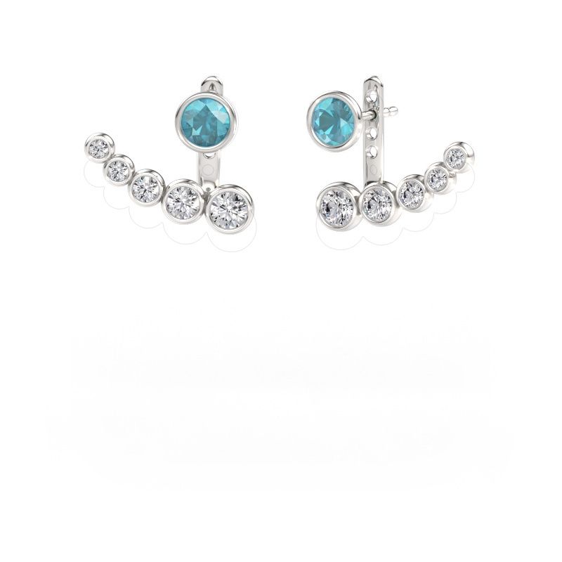 Earrings Wendy 585 white gold blue topaz 5 mm