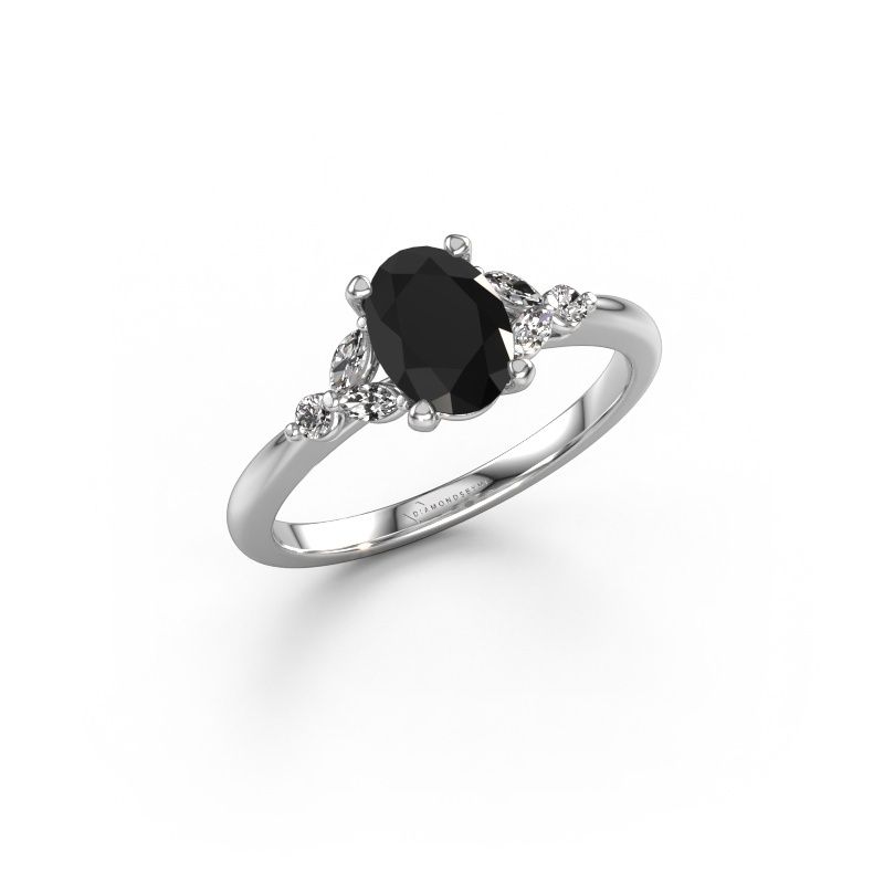 Verlovingsring Megan OVL 585 witgoud zwarte diamant 1.25 crt