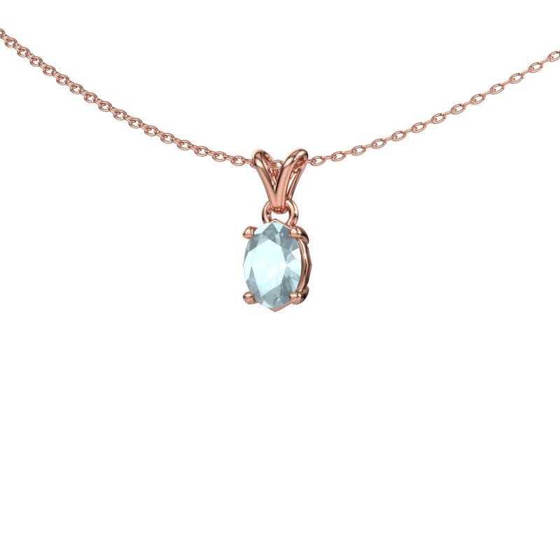Hanger Lucy 1 585 rosé goud aquamarijn 7x5 mm