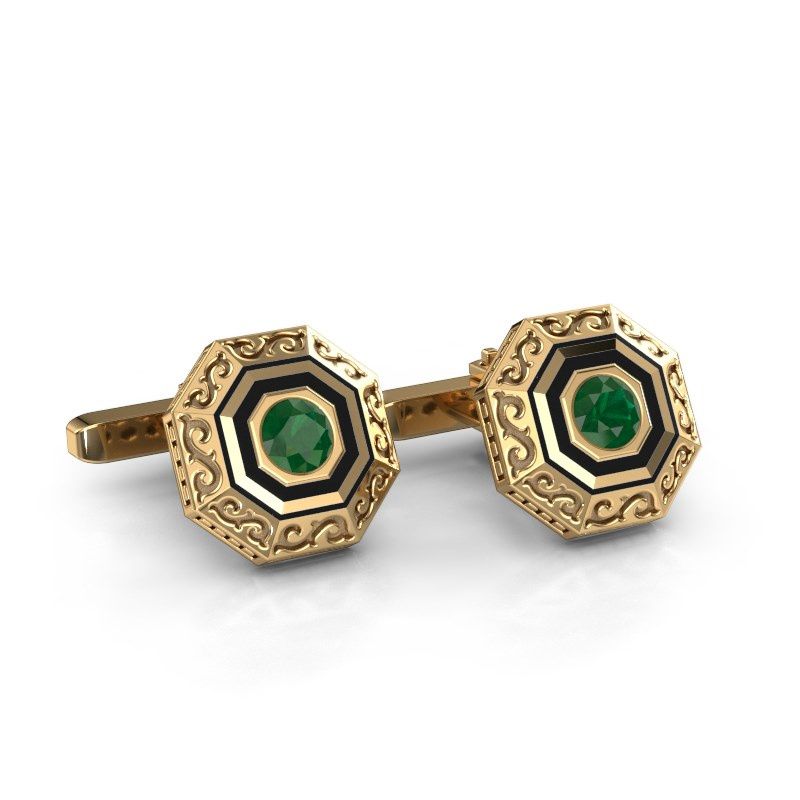 Image of Cufflinks dion<br/>585 gold<br/>Emerald 5 mm