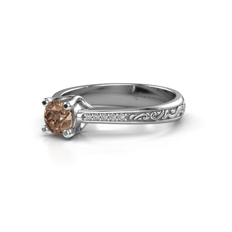 Afbeelding van Verlovingsring Mei 585 witgoud bruine diamant 0.449 crt