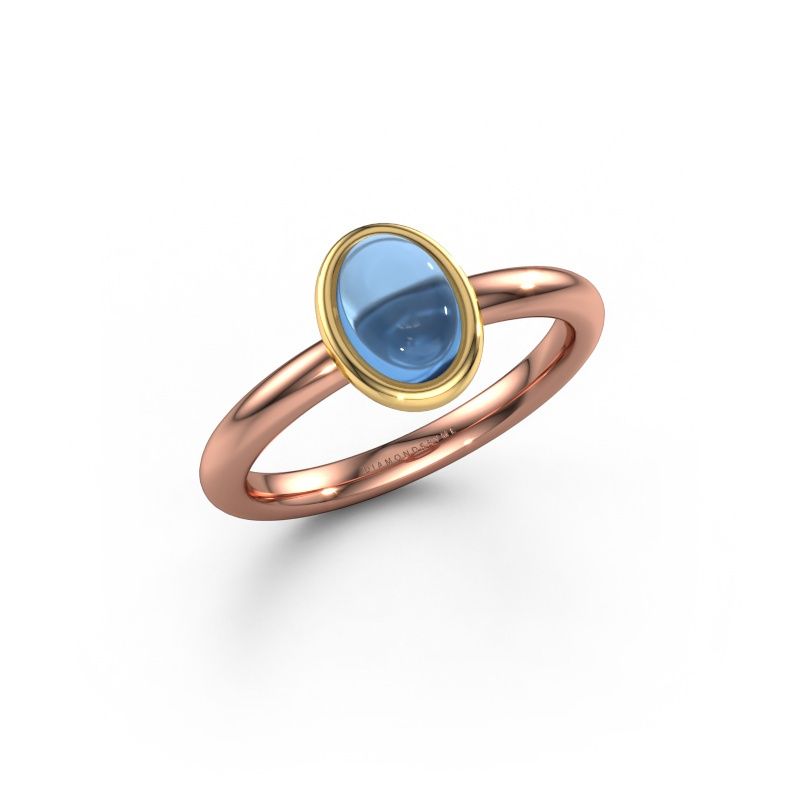 Ring Blossom OVL 2 585 rose gold blue topaz 7x5 mm