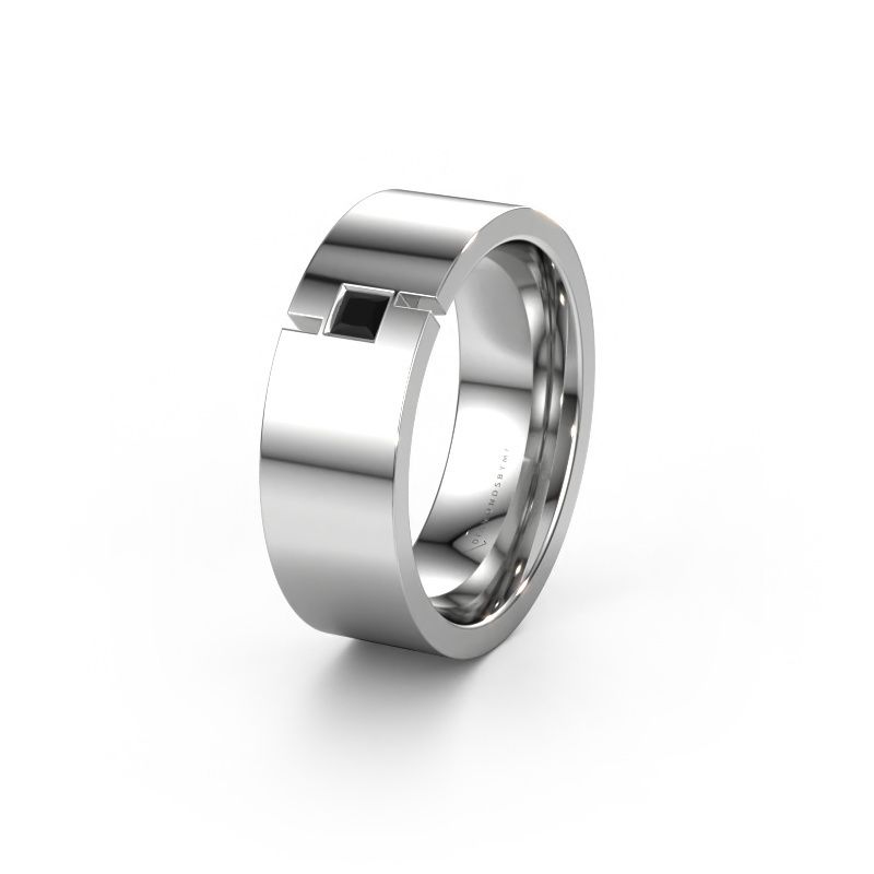 Trouwring WH2042P 950 platina zwarte diamant ±7x2.4 mm