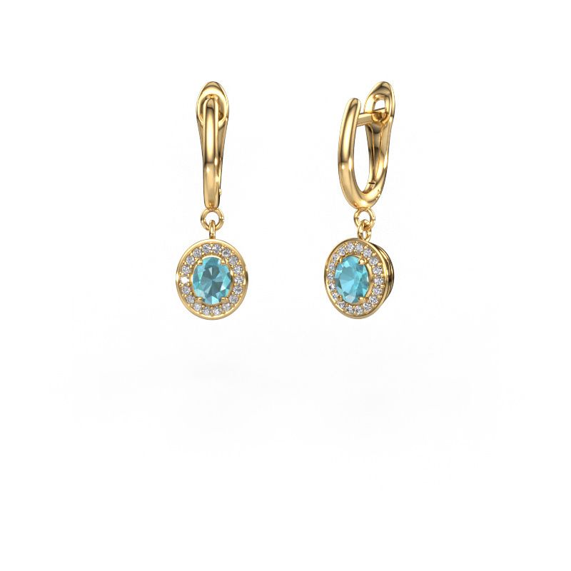 Drop earrings Nakita 585 gold blue topaz 5x4 mm