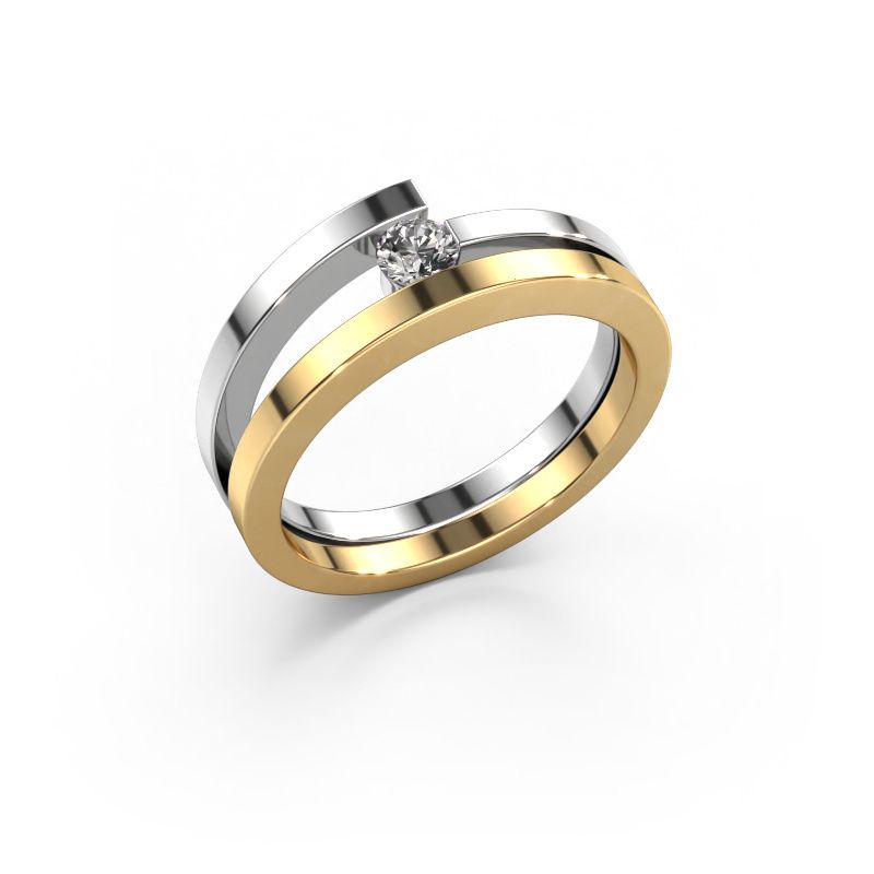 Bague Sandy 585 or jaune diamant synthétique 0.15 crt