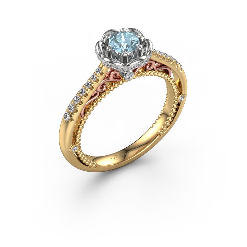 Engagement ring Abbey 585 gold blue lab grown diamond 4.2 mm