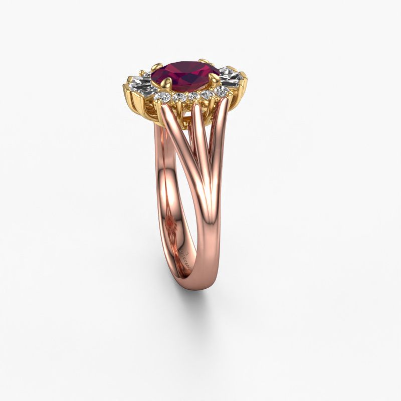 Image of Engagement ring Andrea 585 rose gold rhodolite 7x5 mm