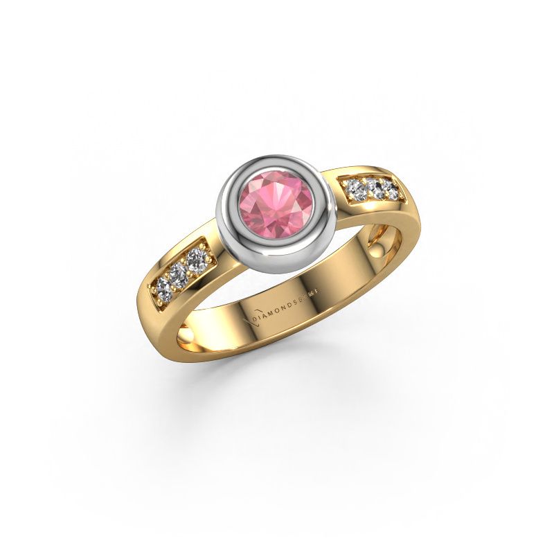 Ring Charlotte Round 585 gold tourmaline pink 4.7 mm