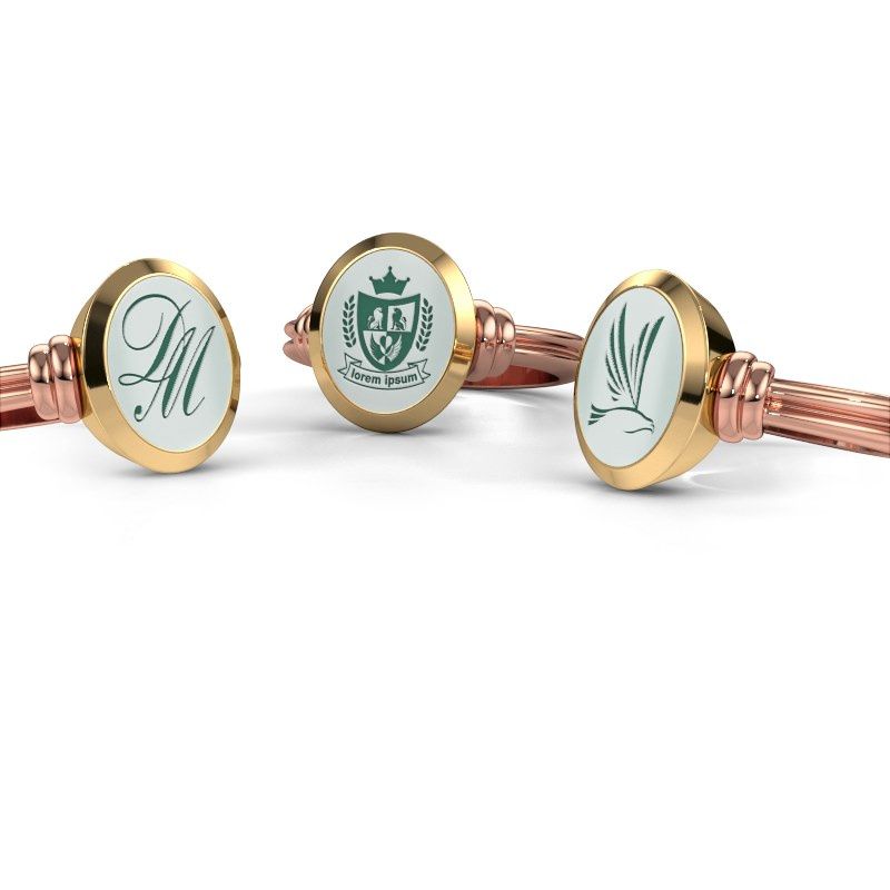 Afbeelding van Zegelring Jake 2<br/>585 rosé goud<br/>Groene Lagensteen 12x10 mm