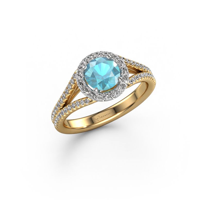Verlobungsring Verla rnd 2 585 Gold Blau Topas 6.5 mm