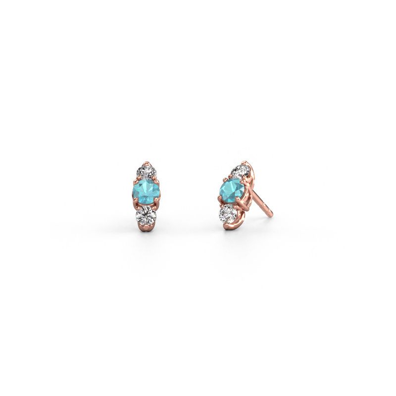 Boucles d'oreilles Amie 585 or rose topaze bleue 4 mm