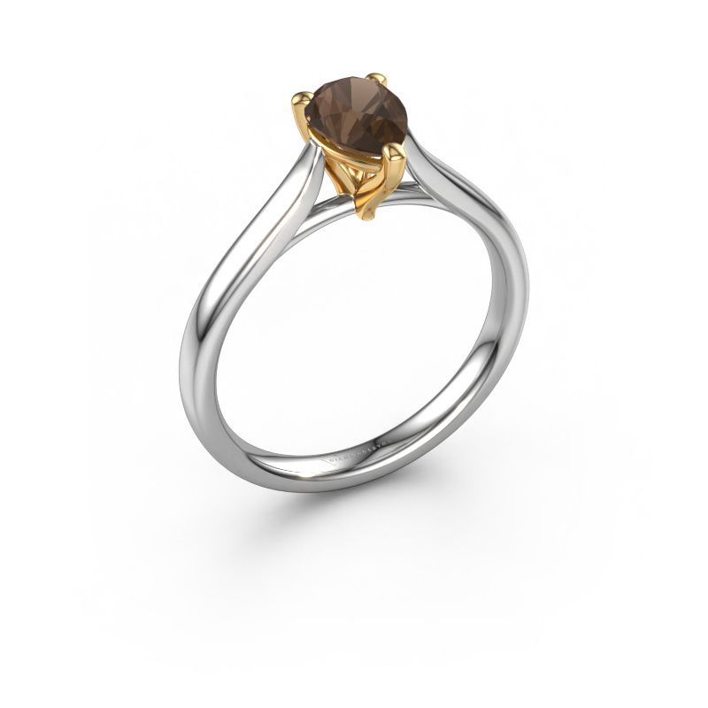Engagement ring Mignon PER 1 585 white gold smokey quartz 7x5 mm