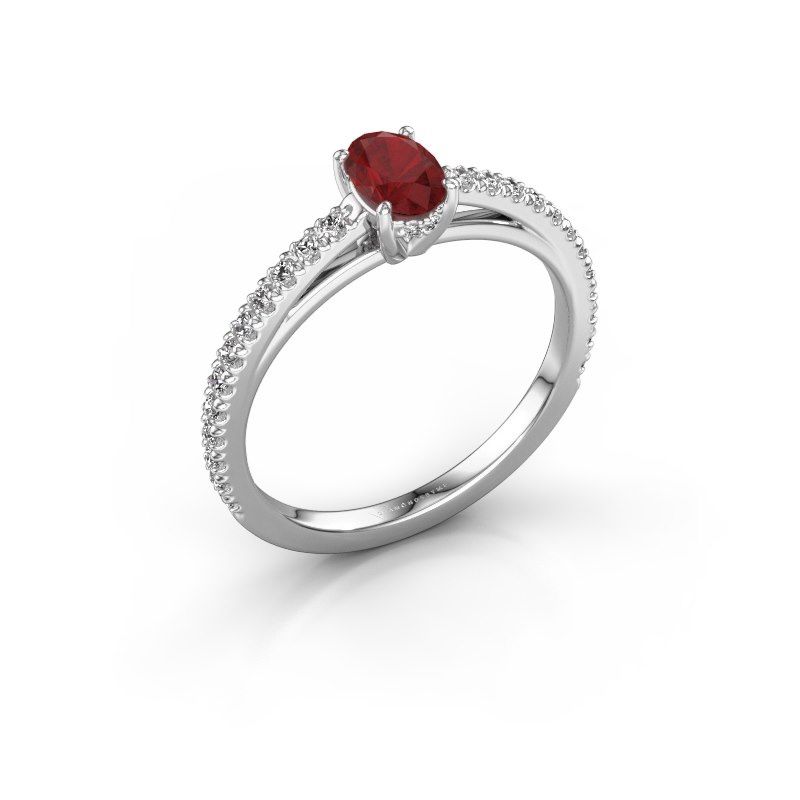 Bild von Verlobungsring haley ovl 2<br/>585 Weißgold<br/>Rubin 6x4 mm