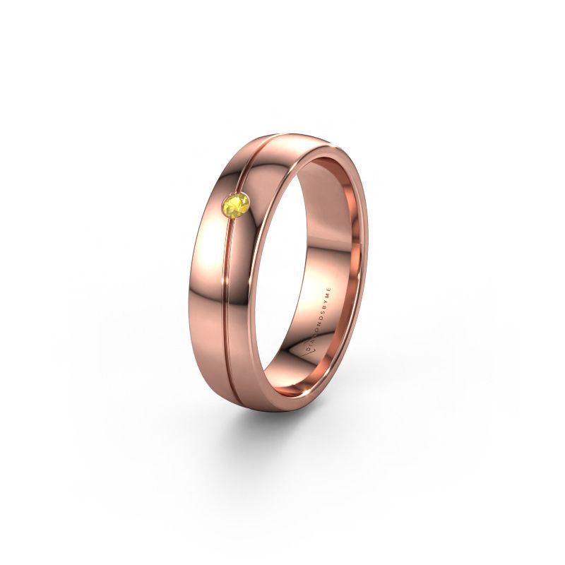 Trouwring WH0901L25AP 585 rosé goud gele saffier ±5x1.7 mm