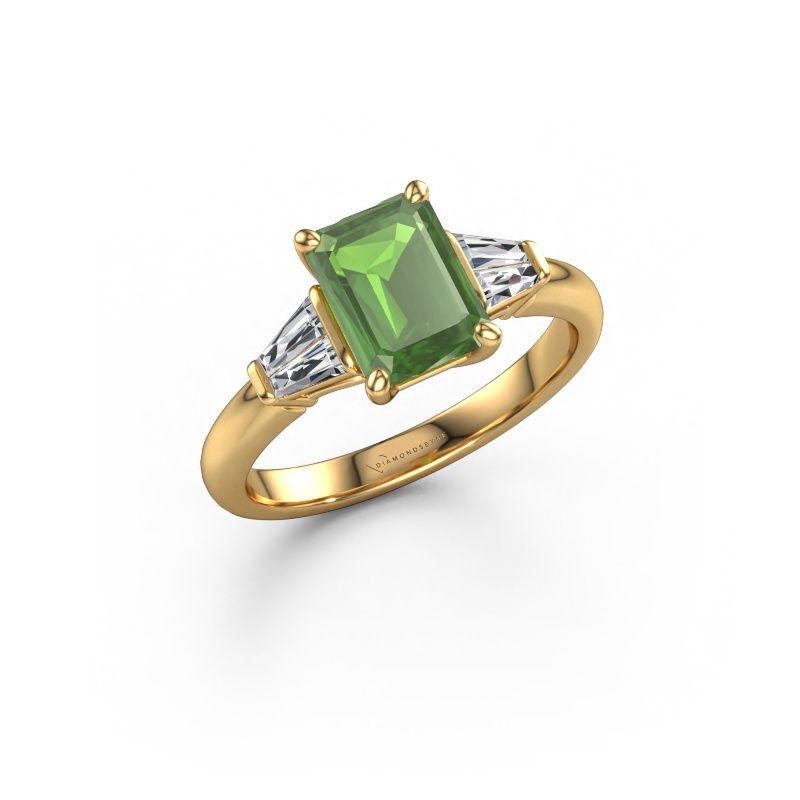 Bague de fiançailles Kina EME 585 or jaune vert tourmaline 8x6 mm