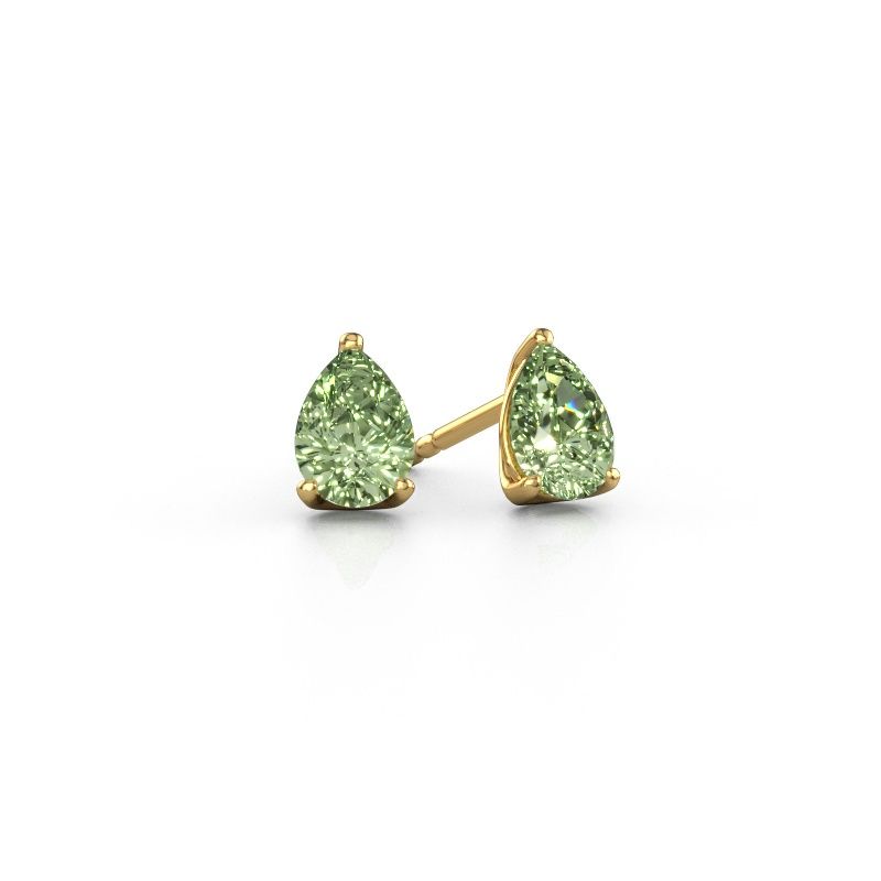 Stud earrings Sam PER 585 gold green lab grown diamond 7x5 mm