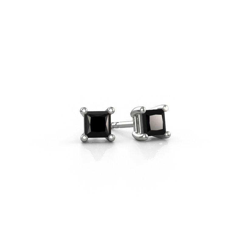 Stud earrings Sam square 950 platinum black diamond 0.48 crt