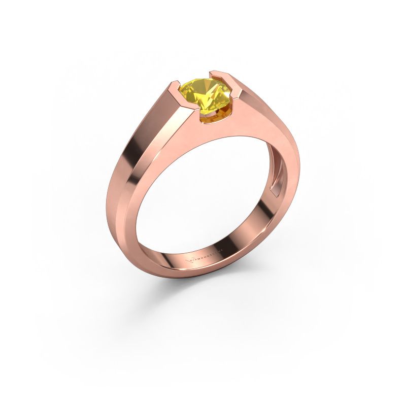 Men's ring Indigo 585 rose gold yellow sapphire 6 mm