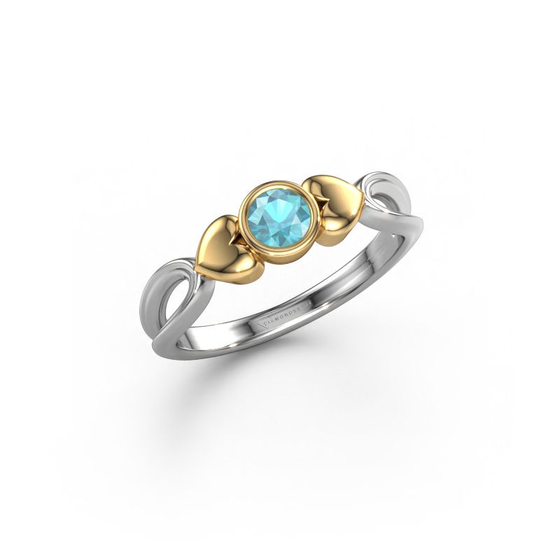 Ring Lorrine 585 Weißgold Blau Topas 4 mm