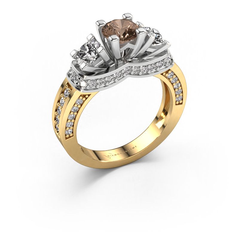 Bague de fiançailles Phileine 585 or jaune diamant brun 1.495 crt