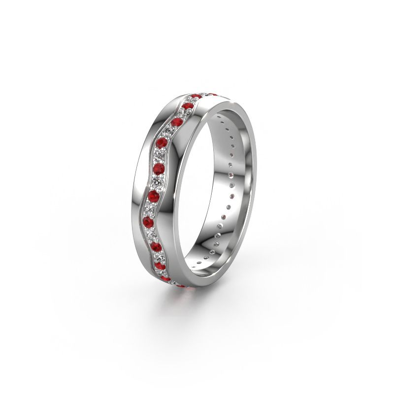 Trouwring WH0803L25AP 950 platina robijn ±5x1.7 mm