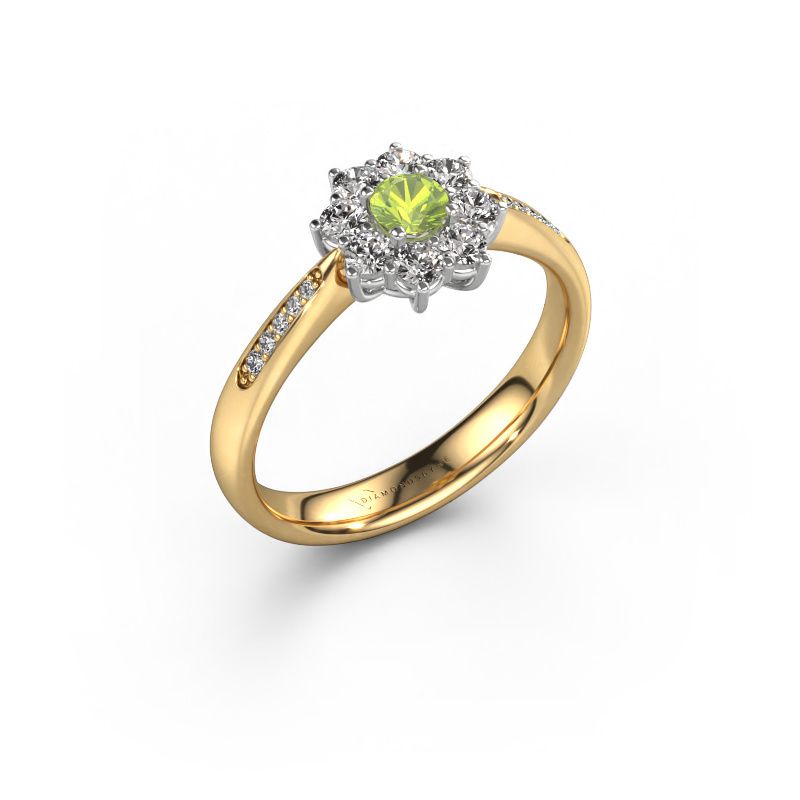 Engagement ring Carolyn 2 585 gold peridot 3.4 mm