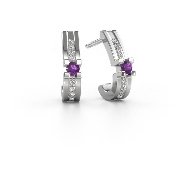 Boucles d'oreilles Myrthe 950 platine améthyste 2.5 mm