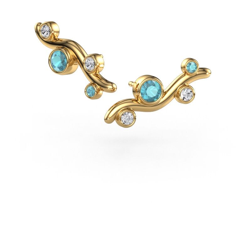 Ohrsteckers Jin 585 Gold Blau Topas 4 mm